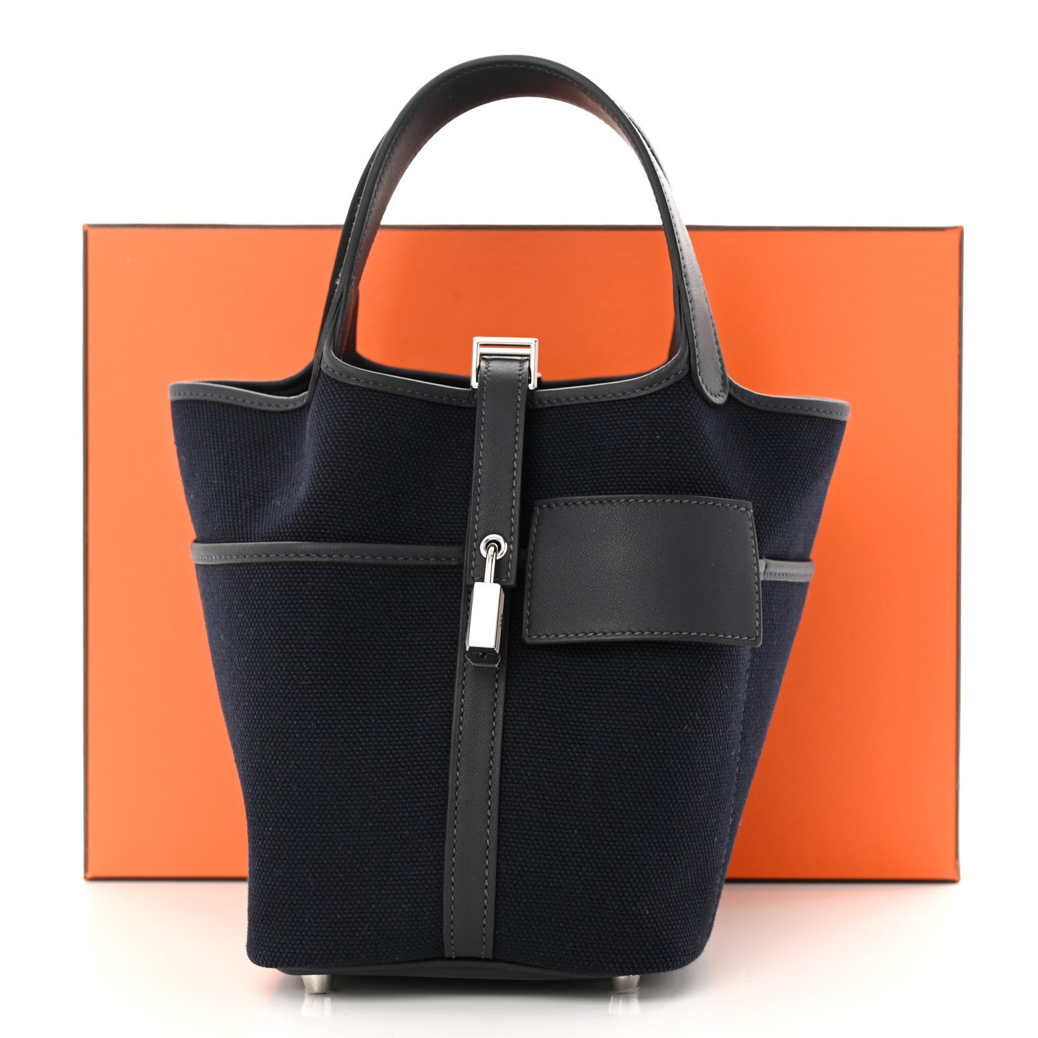 Hermes Toile Goeland Swift Cargo Picotin Lock 18 Bleu Marine 11 of 11