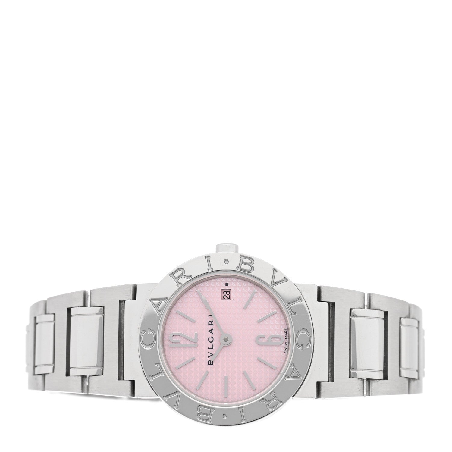 Bulgari Stainless Steel Pink Mother of Pearl 26mm Quartz Watch 2 of 4