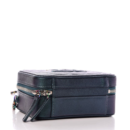 Chanel Iridescent Caviar Quilted Small CC Filigree Vanity Case Dark Turquoise 4 of 8