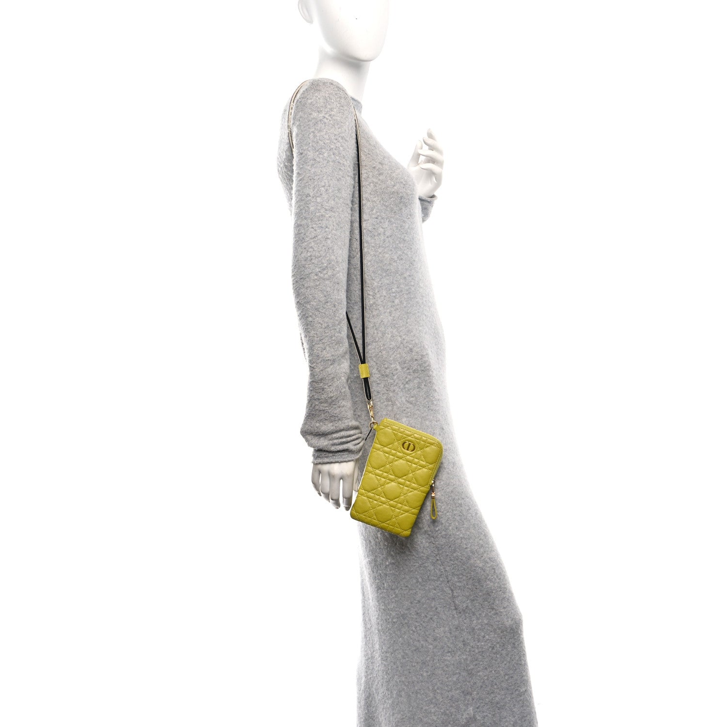Christian Dior Supple Calfskin Cannage Caro Multifunctional Pouch Lime 2 of 9