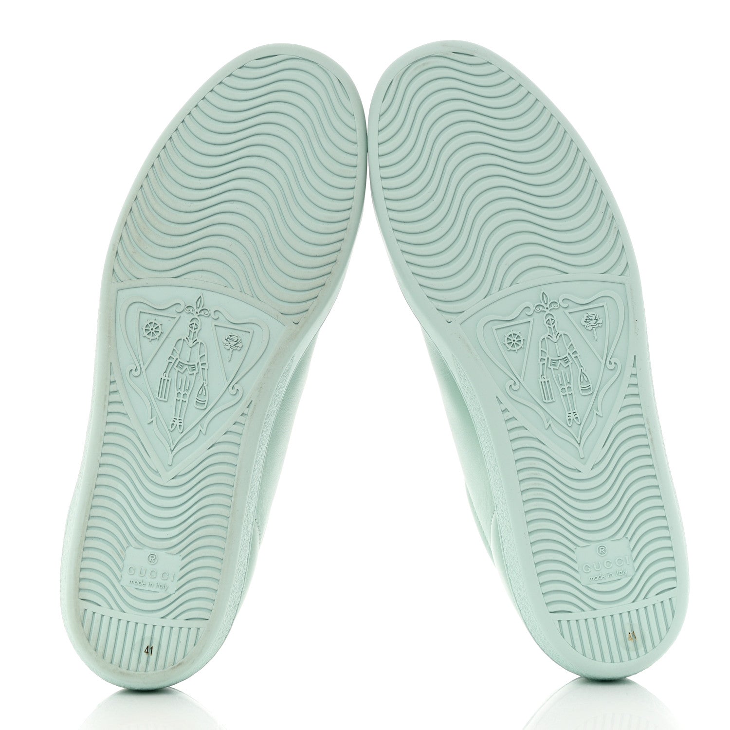 Gucci Calfskin Interlocking G Perforated Womens Ace Sneakers 41 Water Green Synthetic Green Garden 5 of 9