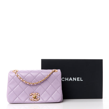 Chanel Lambskin Quilted Braided CC Small Flap Lilac 11 of 11