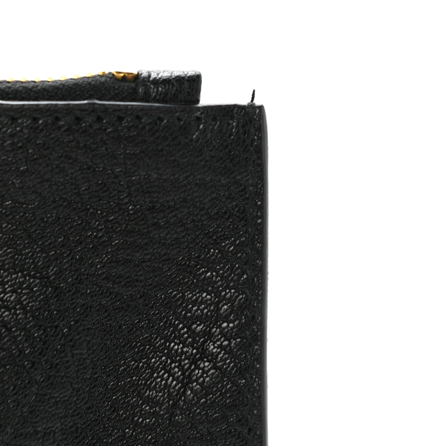 Chevre Gold Metallic Edge Hardware Pouch Black