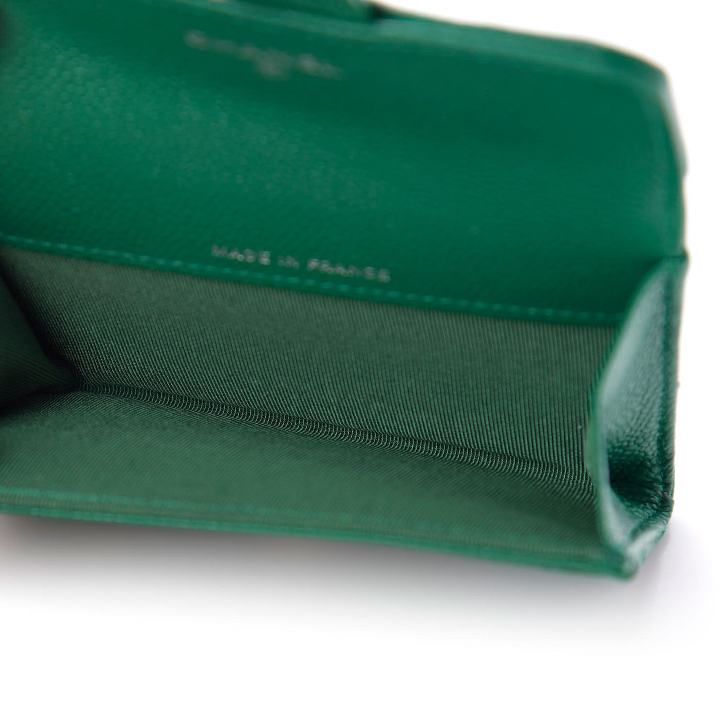 Caviar Quilted Flap Card Holder Wallet Green