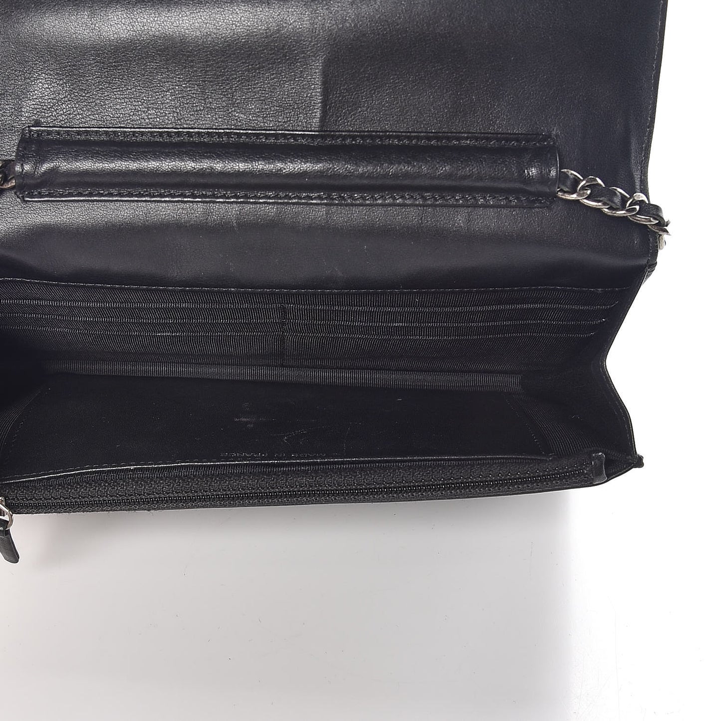 Distressed Patent Calfskin Quilted Reissue Wallet On Chain WOC Black