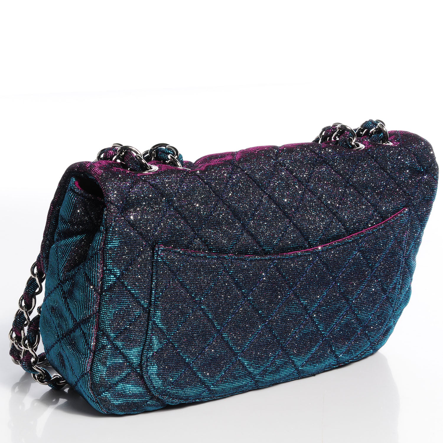 Chanel Iridescent Glitter Fabric Jumbo Single Flap Multicolor 3 of 9