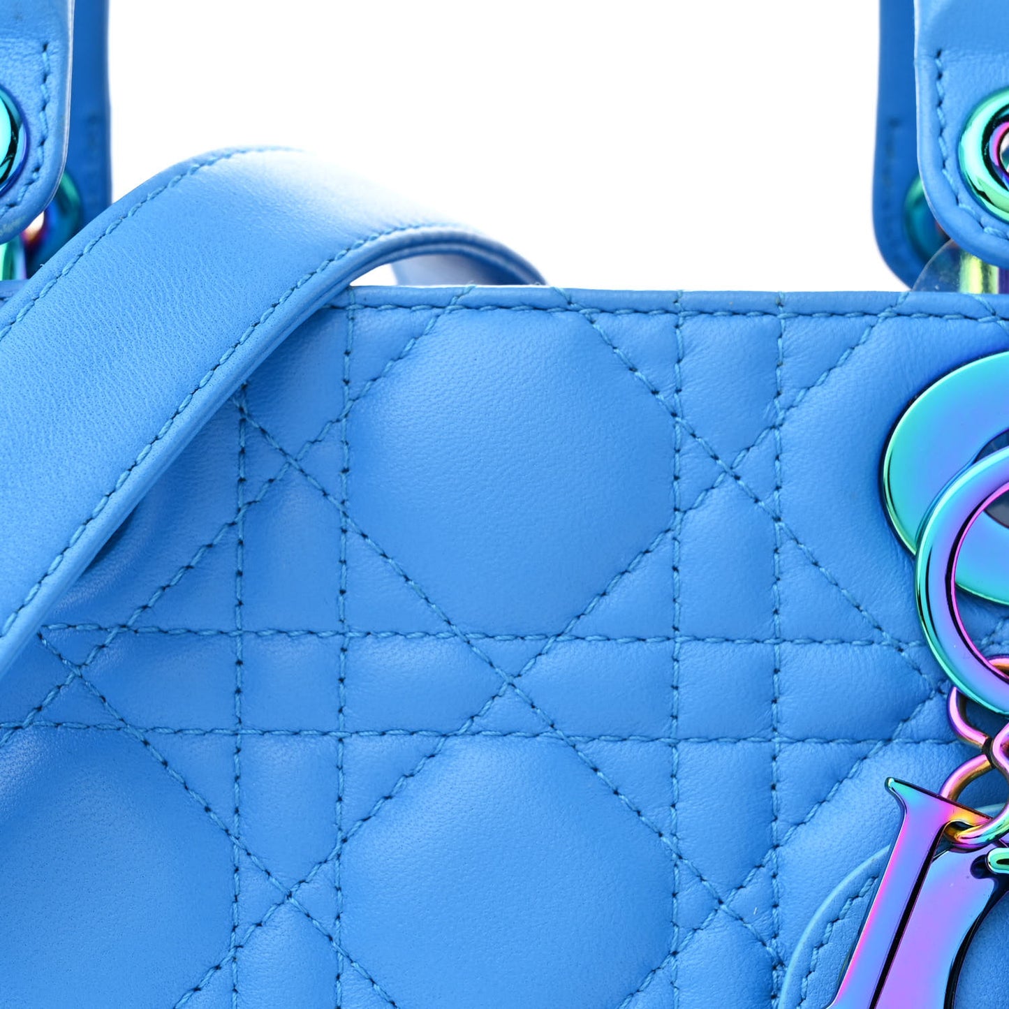 Lambskin Cannage Small Lady Dior Bright Blue