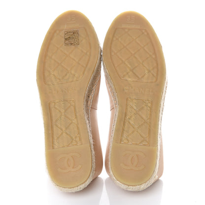 Chanel Lambskin CC Espadrilles 35 Beige Black 5 of 10