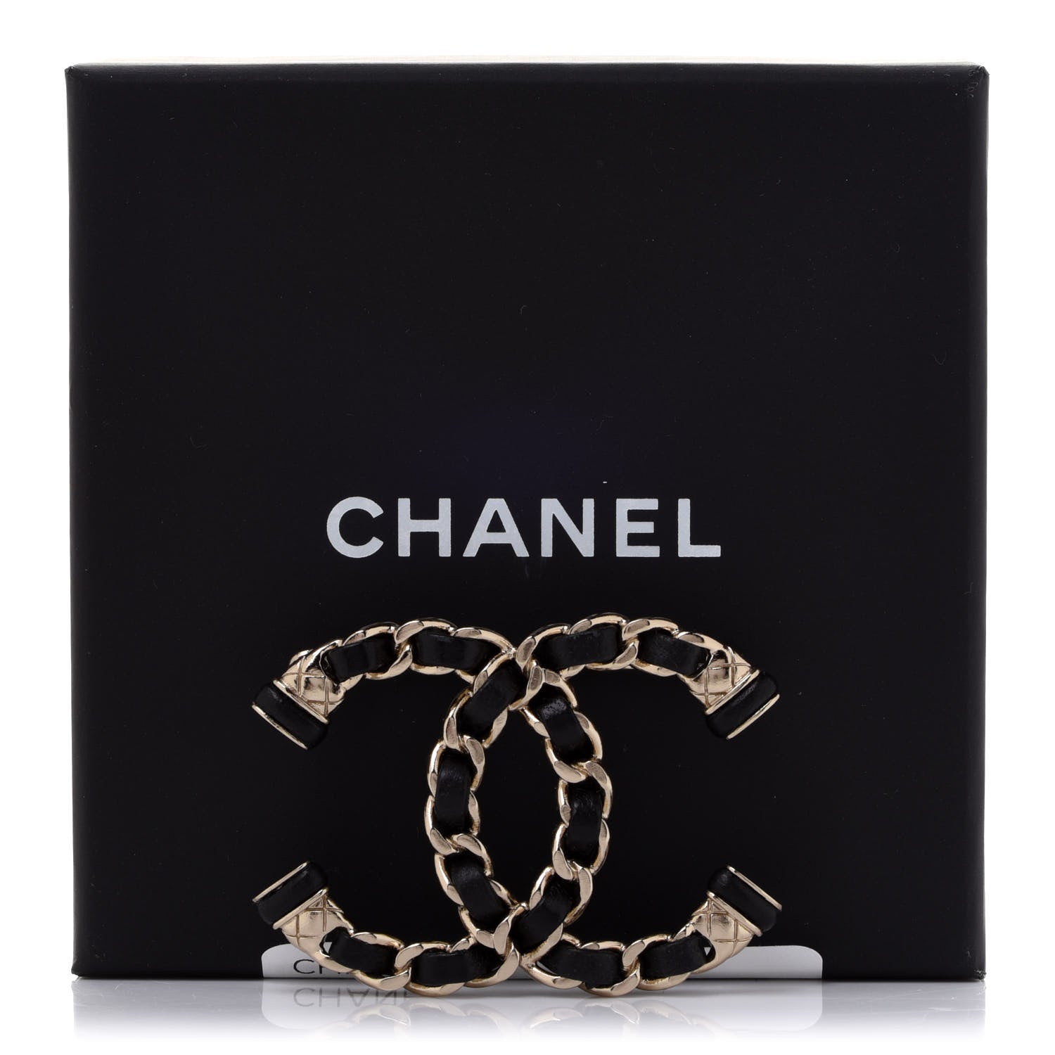 Chanel Lambskin Chain CC Brooch Black Gold 5 of 5