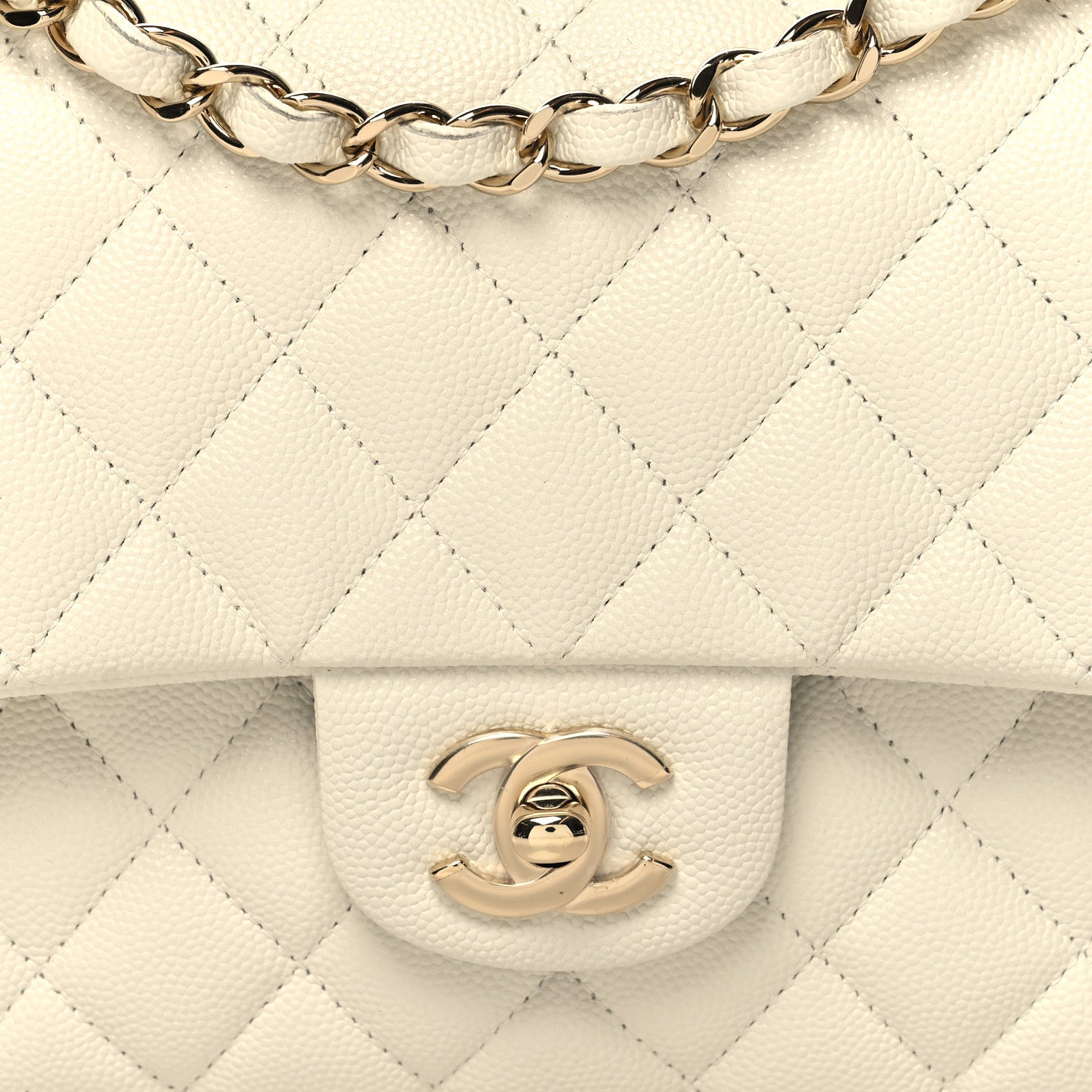 Chanel Caviar Quilted Medium Double Flap White 8 of 11
