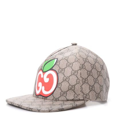Gucci GG Supreme Monogram Apple Print Baseball Hat M Beige Red 1 of 7
