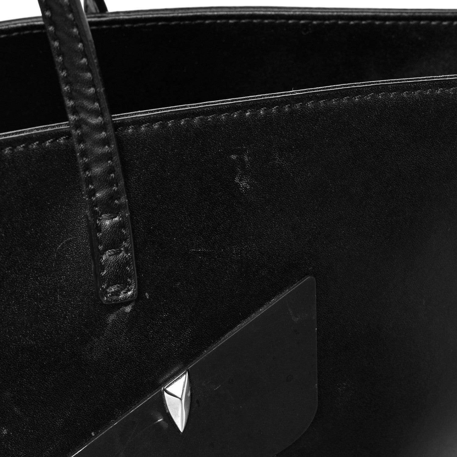 Fendi Vitello Liberty Lucido Metal Monster Eyes Medium Roll Tote Black 13 of 14
