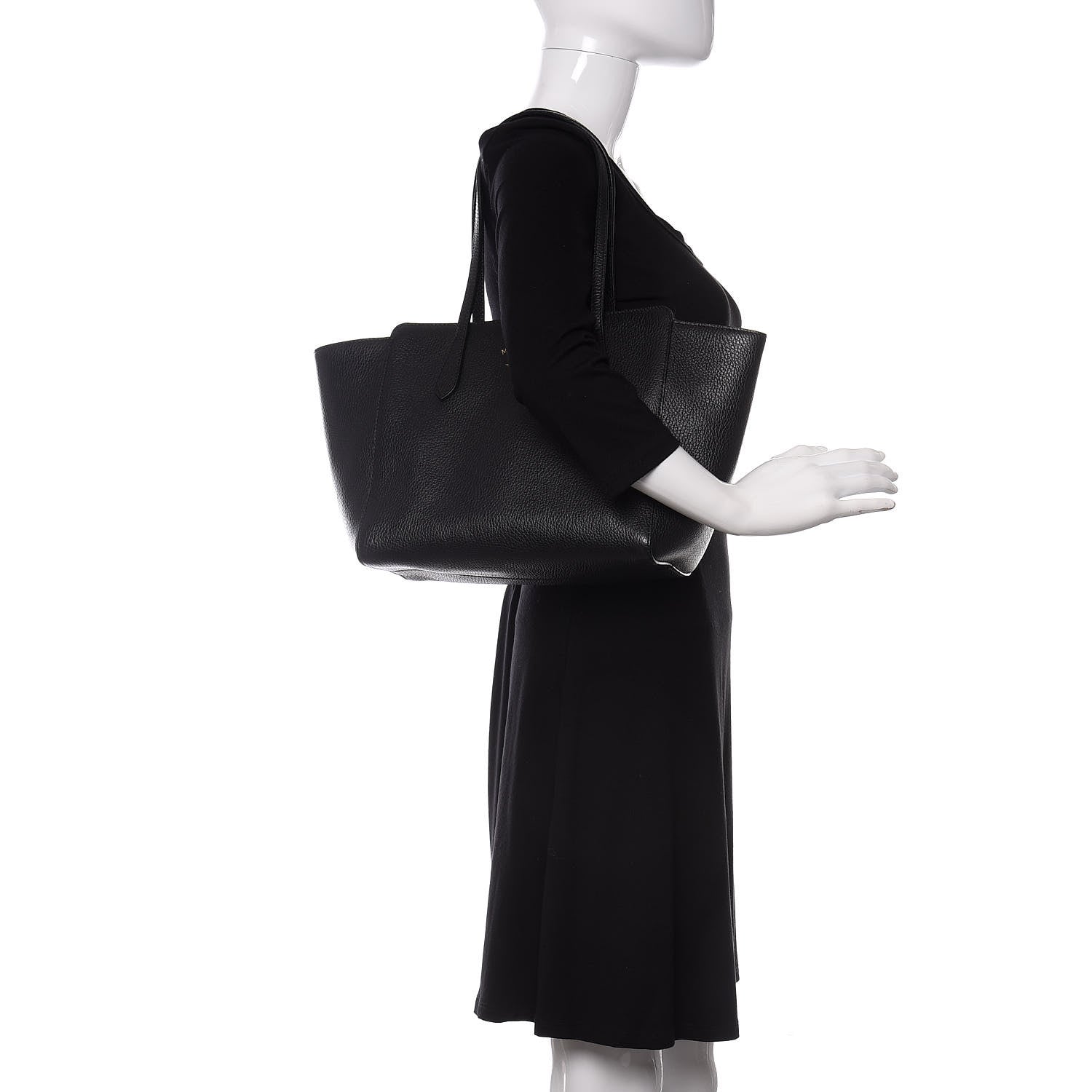 Gucci Pebbled Calfskin Small Swing Tote Black 2 of 13