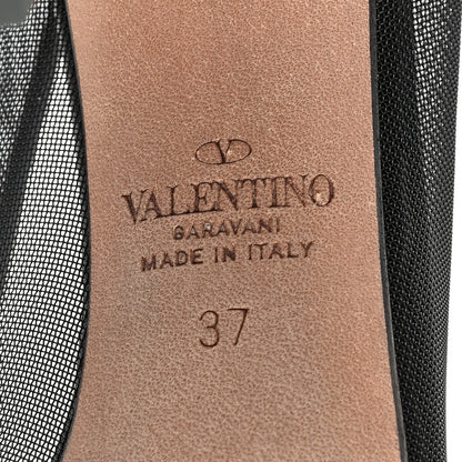 Valentino Garavani Mesh Patent Rockstud Alcove 100mm Pumps 37 Black 6 of 7