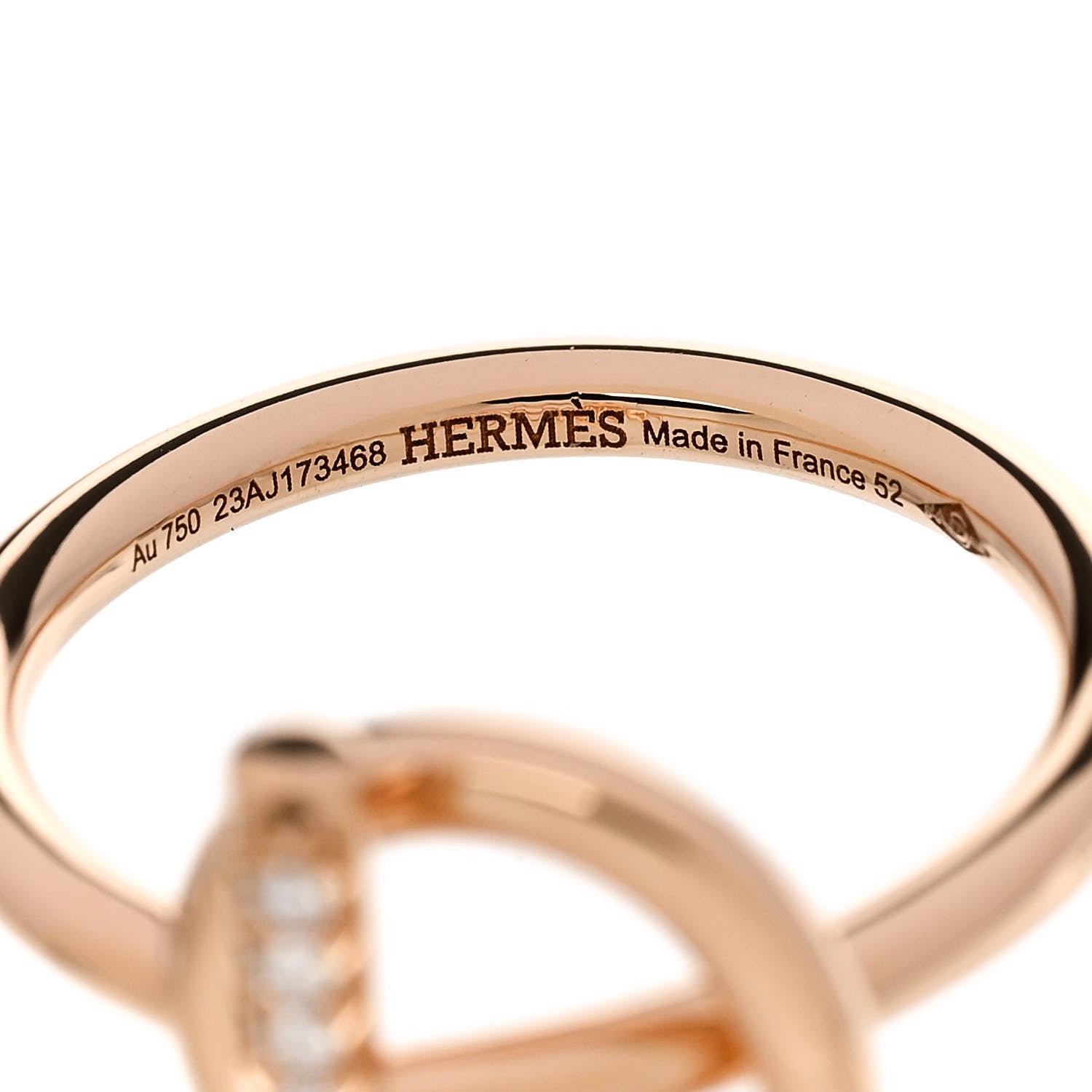 Hermes 18K Rose Gold Diamond PM Echappee Ring 52 6 4 of 5