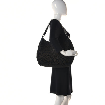Chanel Suede Camellia Hobo Bag Black 2 of 14