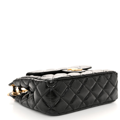 Chanel Shiny Crumpled Calfskin Quilted Small Wavy CC Hobo Black 4 of 10