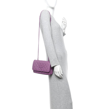Chanel Lambskin Quilted Small CC Filigree Flap Purple 2 of 10