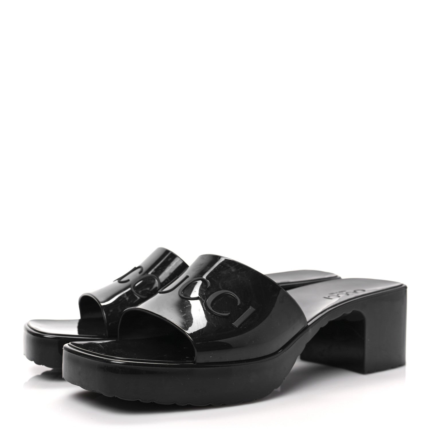 Gucci Rubber Gucci Logo Womens Platform 20/60mm Slide Sandals 41 Black 3 of 8