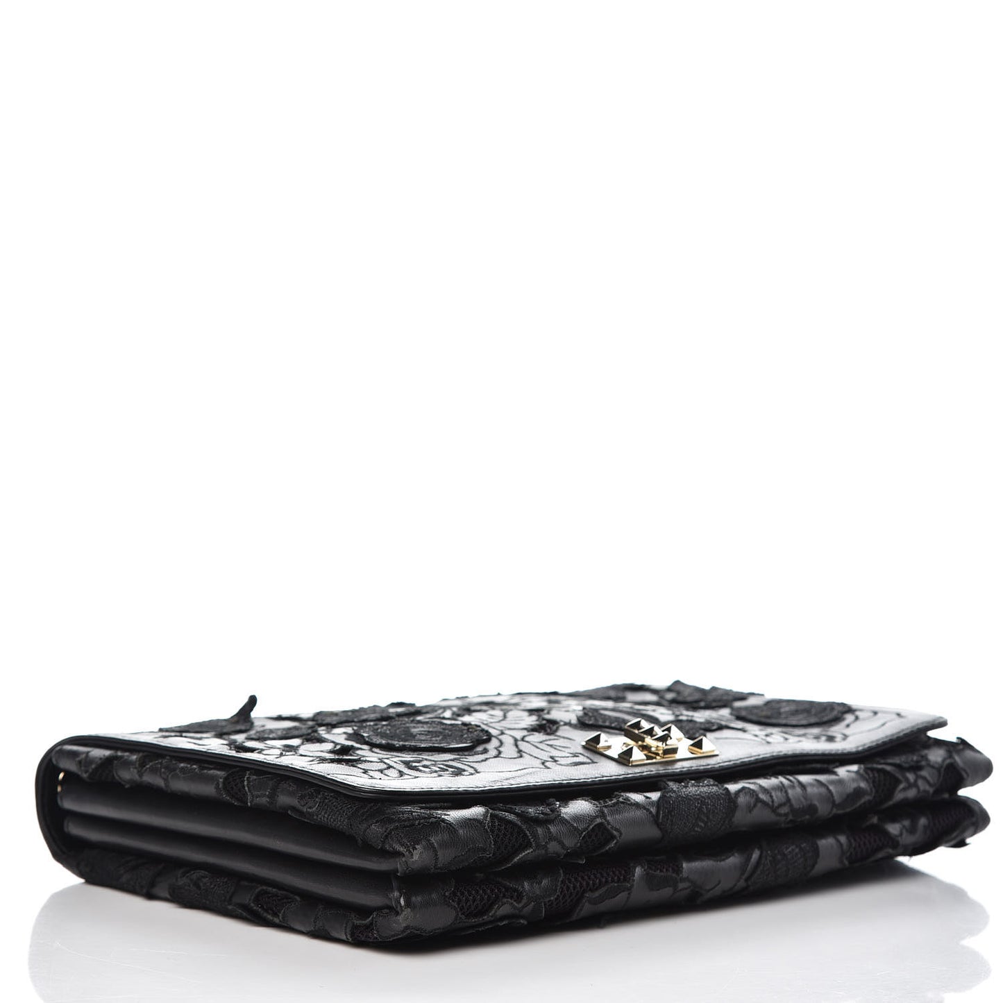 Lambskin Lace Large Girello Flap Black