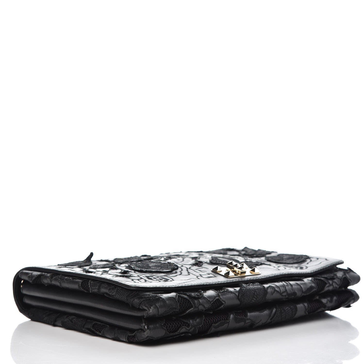 Valentino Garavani Lambskin Lace Large Girello Flap Black 4 of 10