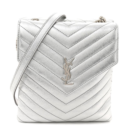 Saint Laurent Metallic Lambskin Quilted Double Flap Bag Silver 1 of 10