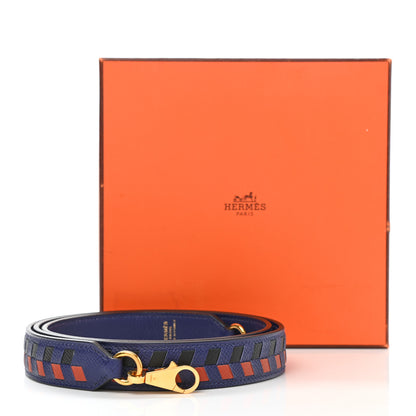 Hermes Epsom 25mm Tressage Shoulder Strap Bleu Indigo Noir Terre Battue 6 of 6