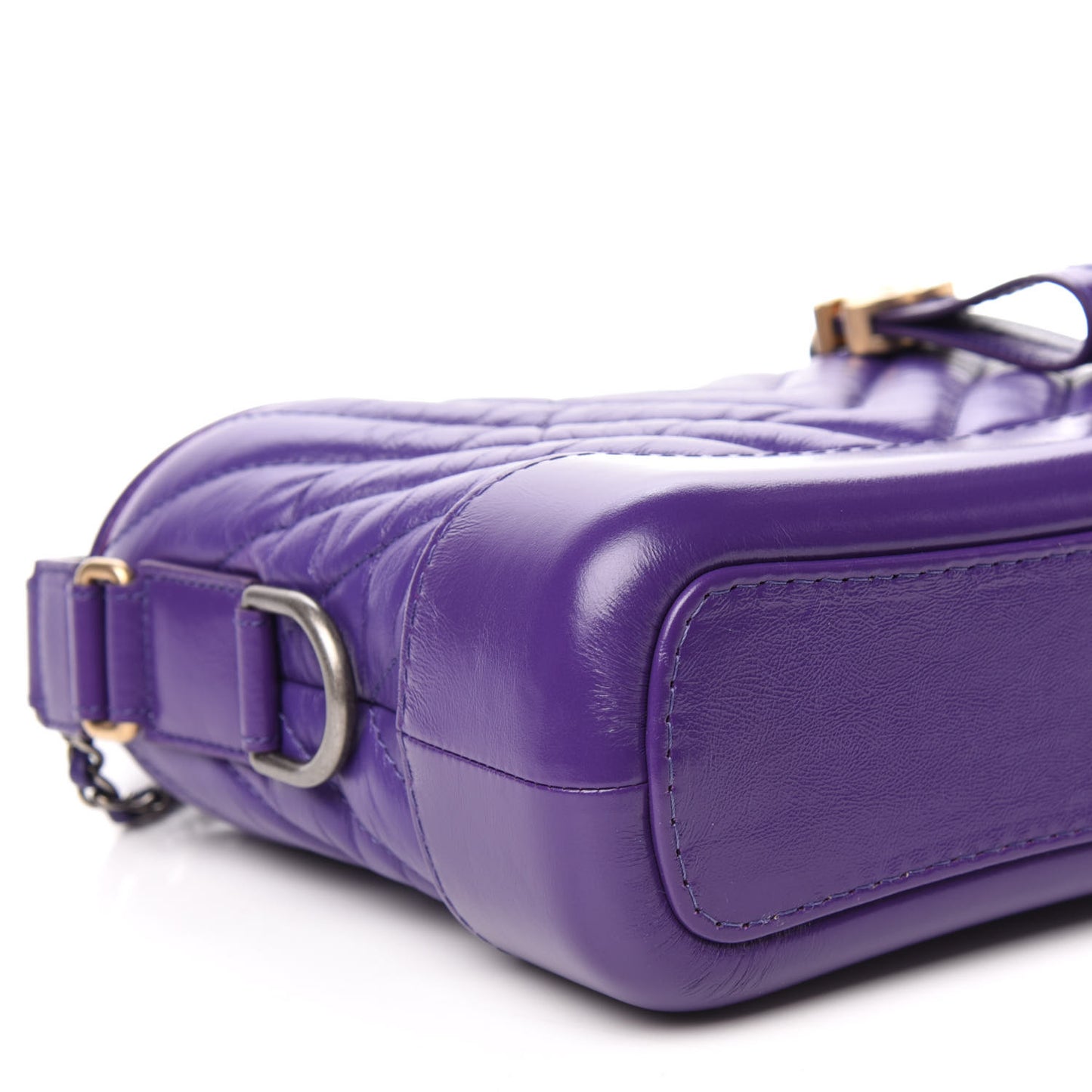 Aged Calfskin Chevron Quilted Small Gabrielle Hobo Purple