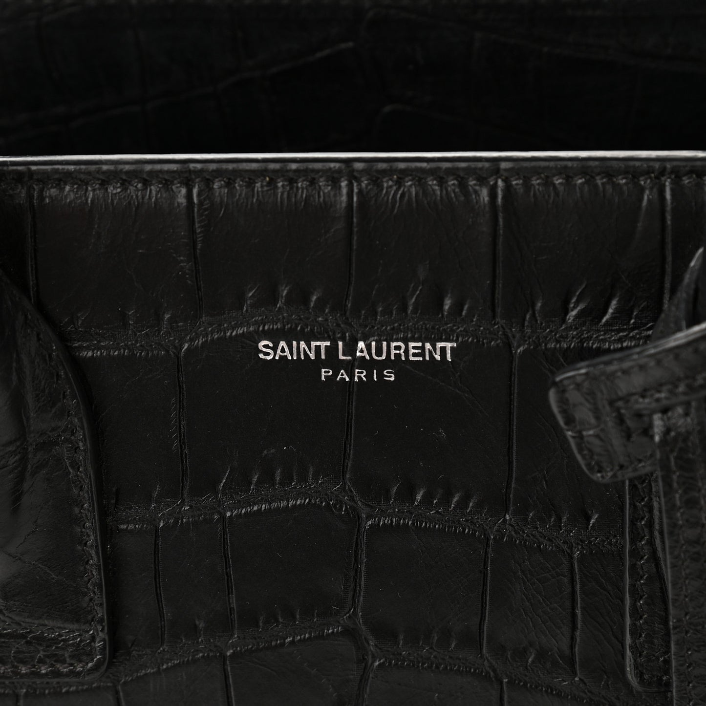 Calfskin Crocodile Embossed Baby Sac De Jour Black