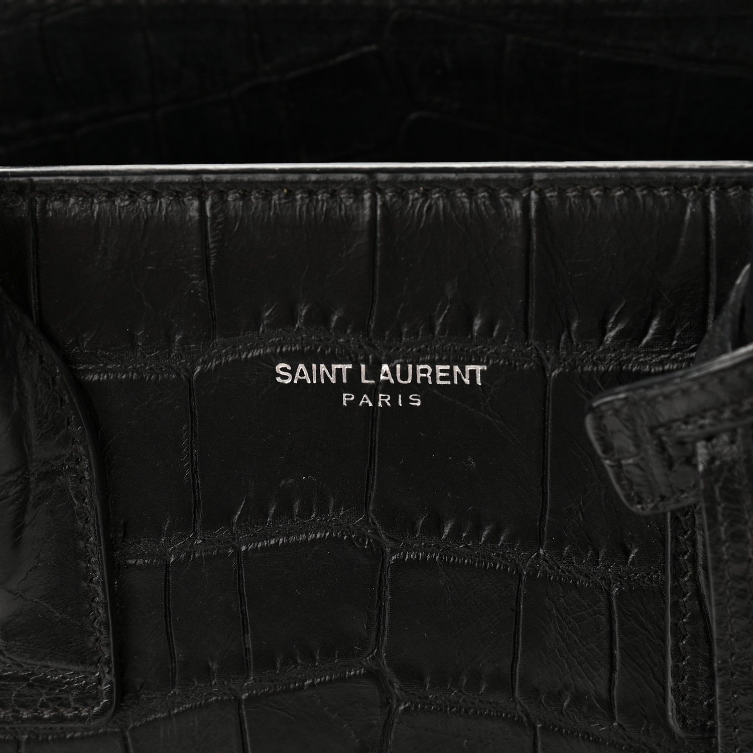 Saint Laurent Calfskin Crocodile Embossed Baby Sac De Jour Black 5 of 8
