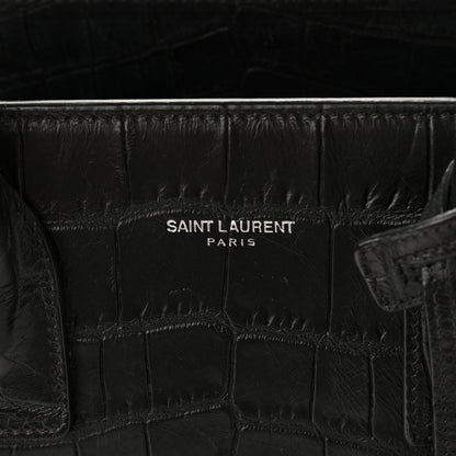 Saint Laurent Calfskin Crocodile Embossed Baby Sac De Jour Black 5 of 8