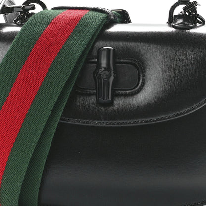 Gucci Boarded Dyana Lux Calfskin Web Monochrome Small Bamboo 1947 Top Handle Bag Black 10 of 13