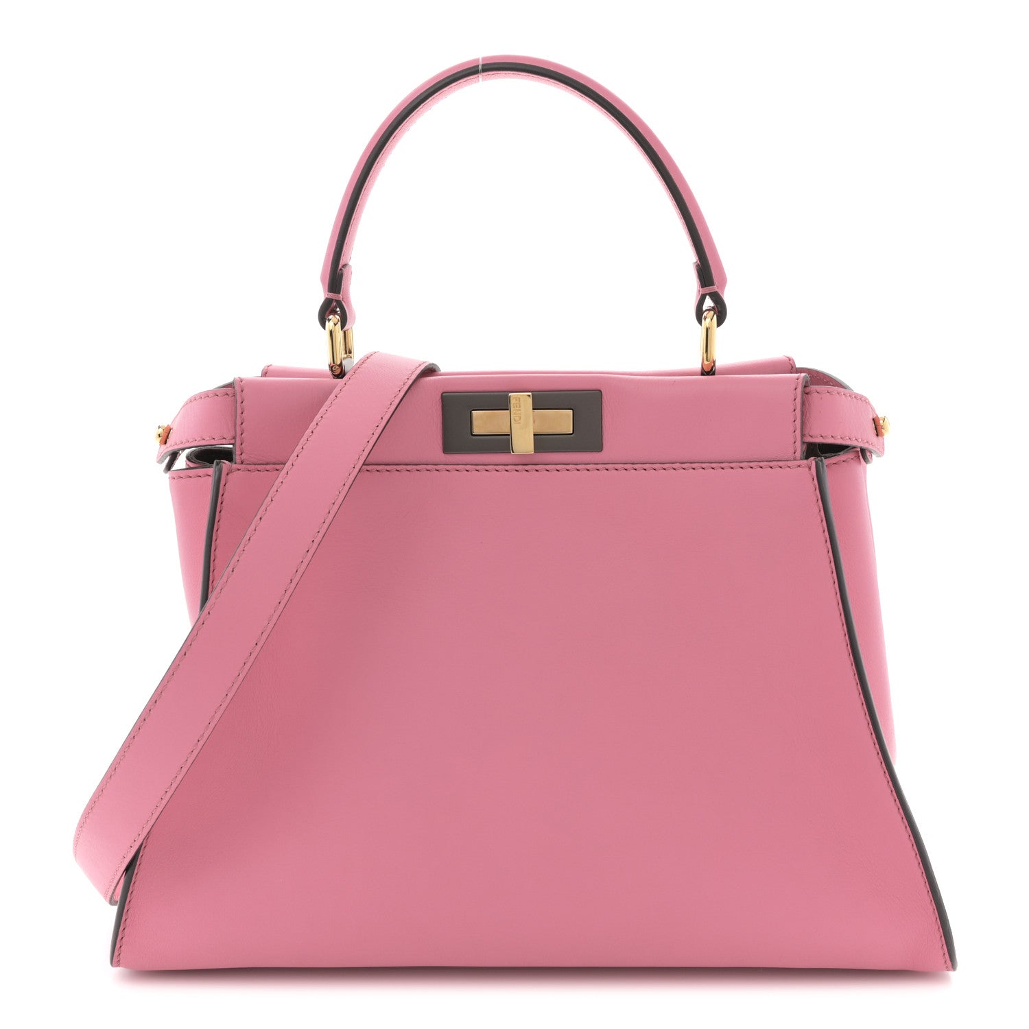 Fendi Vitello Seta Medium Peekaboo Iconic Satchel Pink 1 of 10