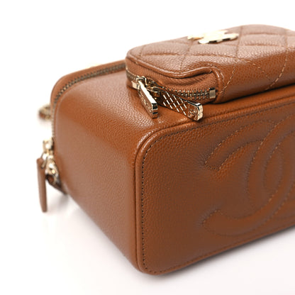 Chanel Caviar Quilted Top Handle Pocket Vanity Case Camel 9 of 11