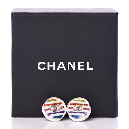 Chanel Resin Glitter Stripe CC Earrings Multicolor 4 of 4