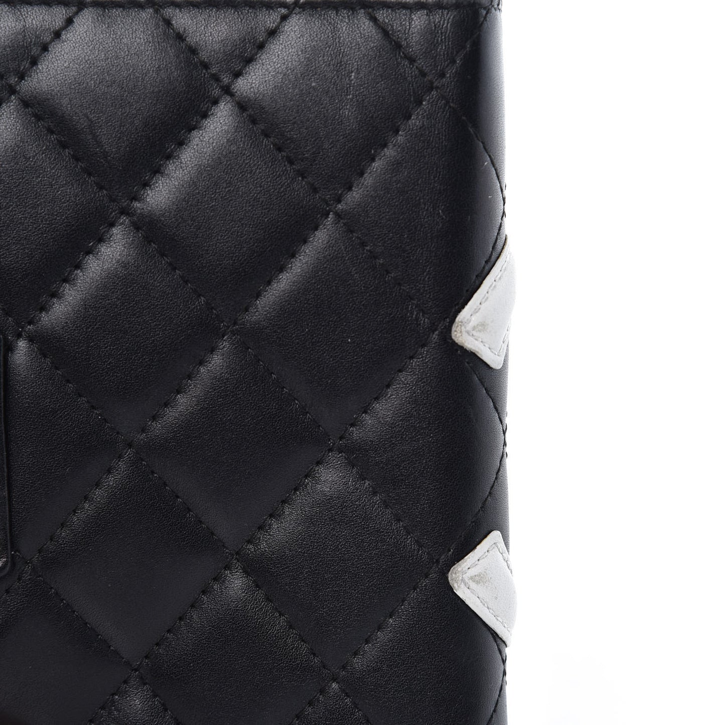 Calfskin Quilted Small Cambon Agenda Planner Black White