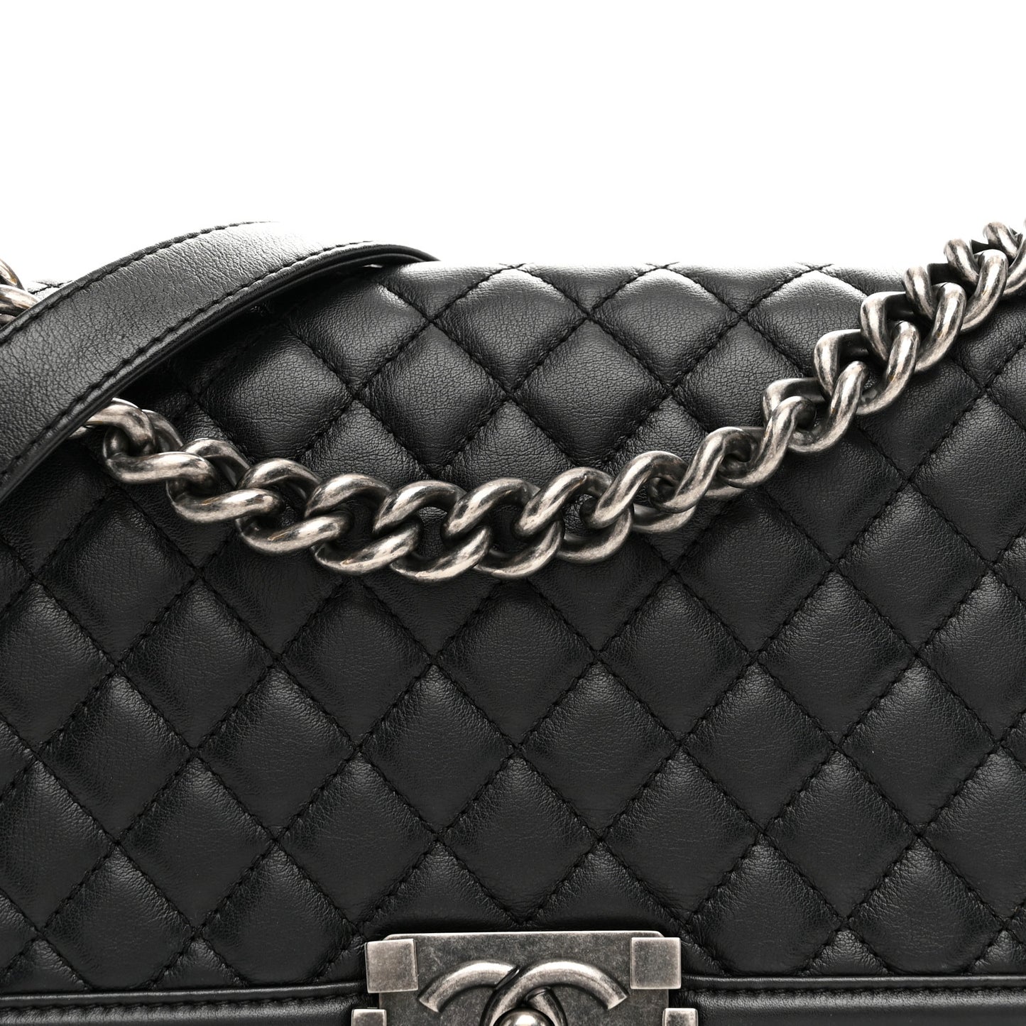 Calfskin Quilted Medium Boy Flap Black
