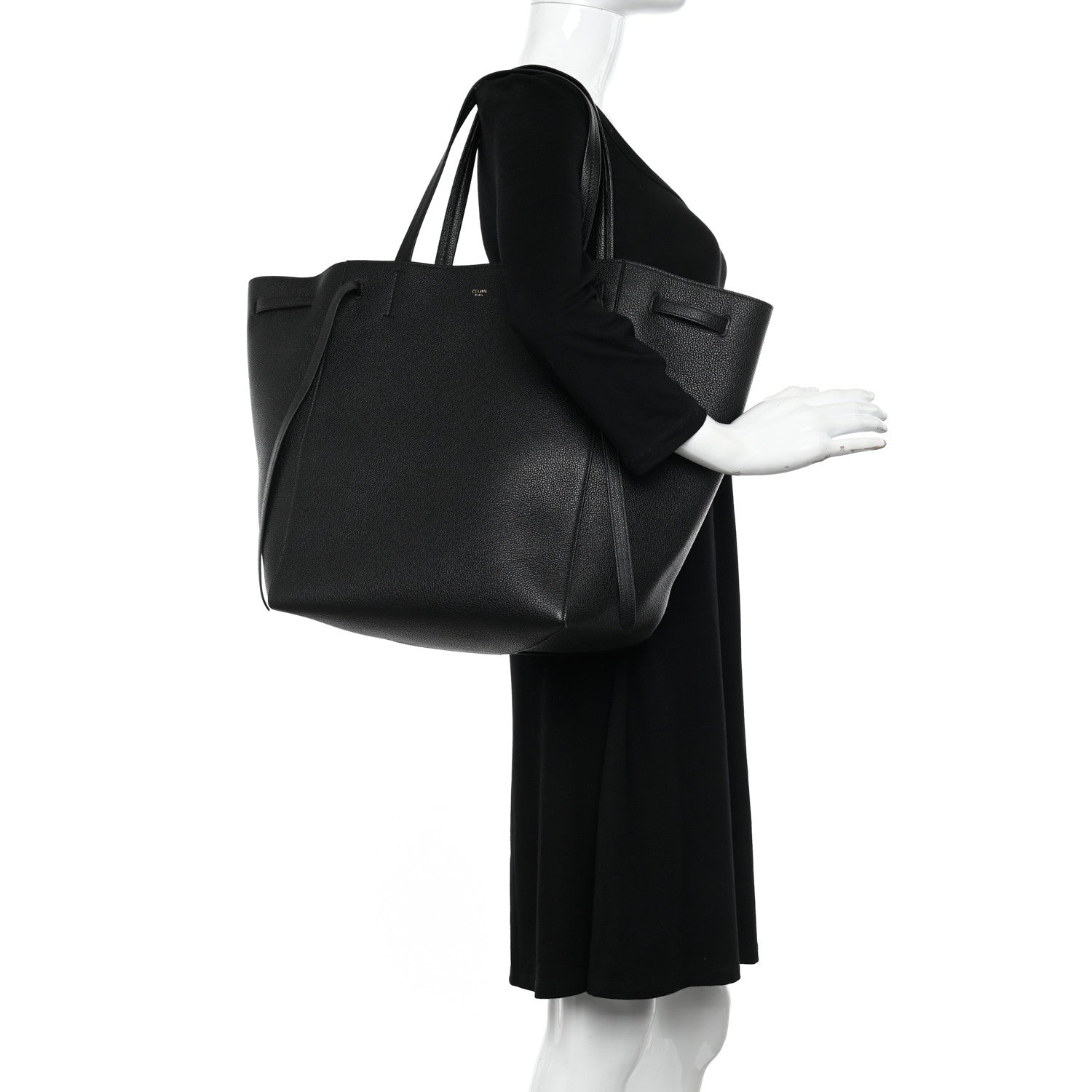 Celine Soft Grained Calfskin Medium Belt Cabas Phantom Black 2 of 10