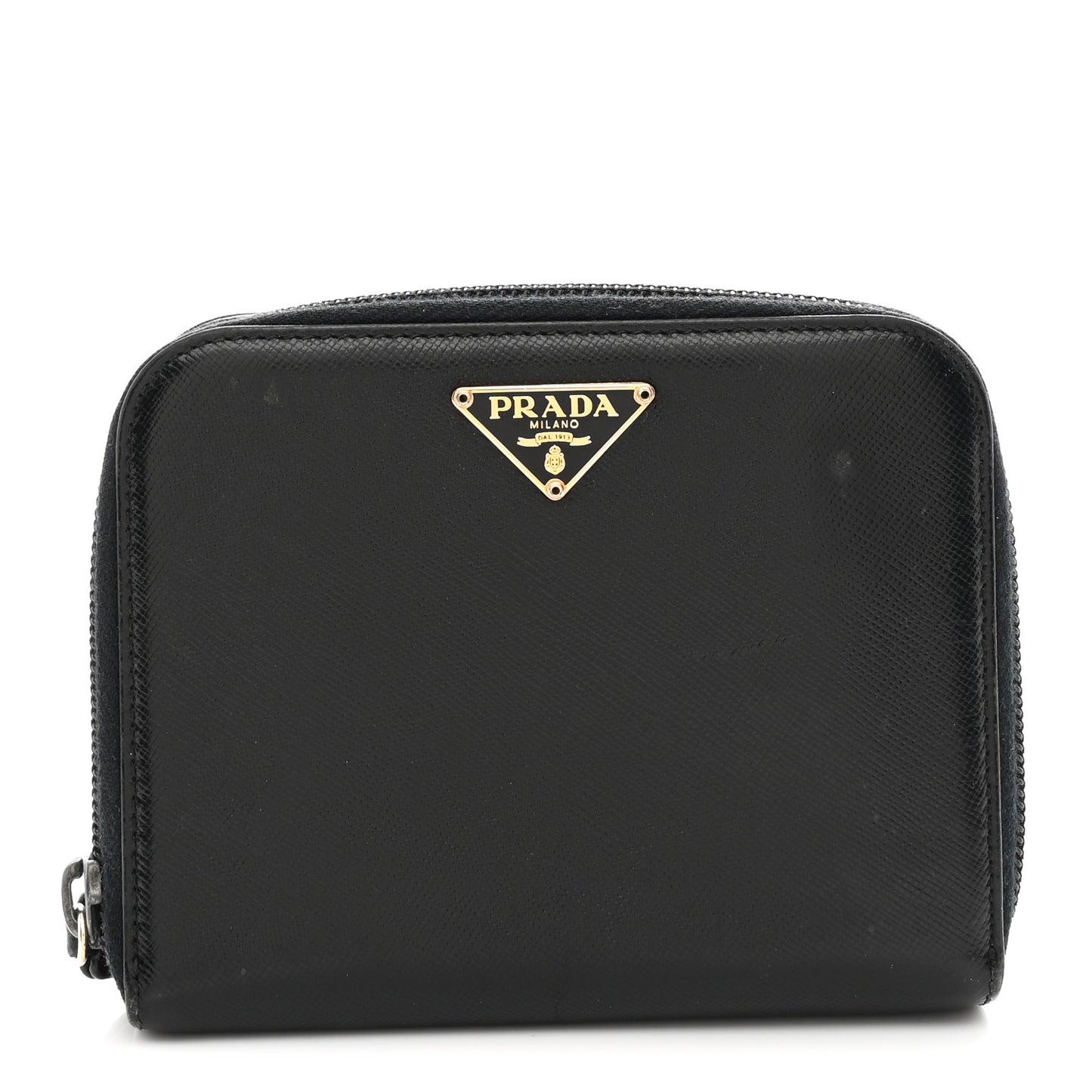 Saffiano Compact Zip Around Wallet Black