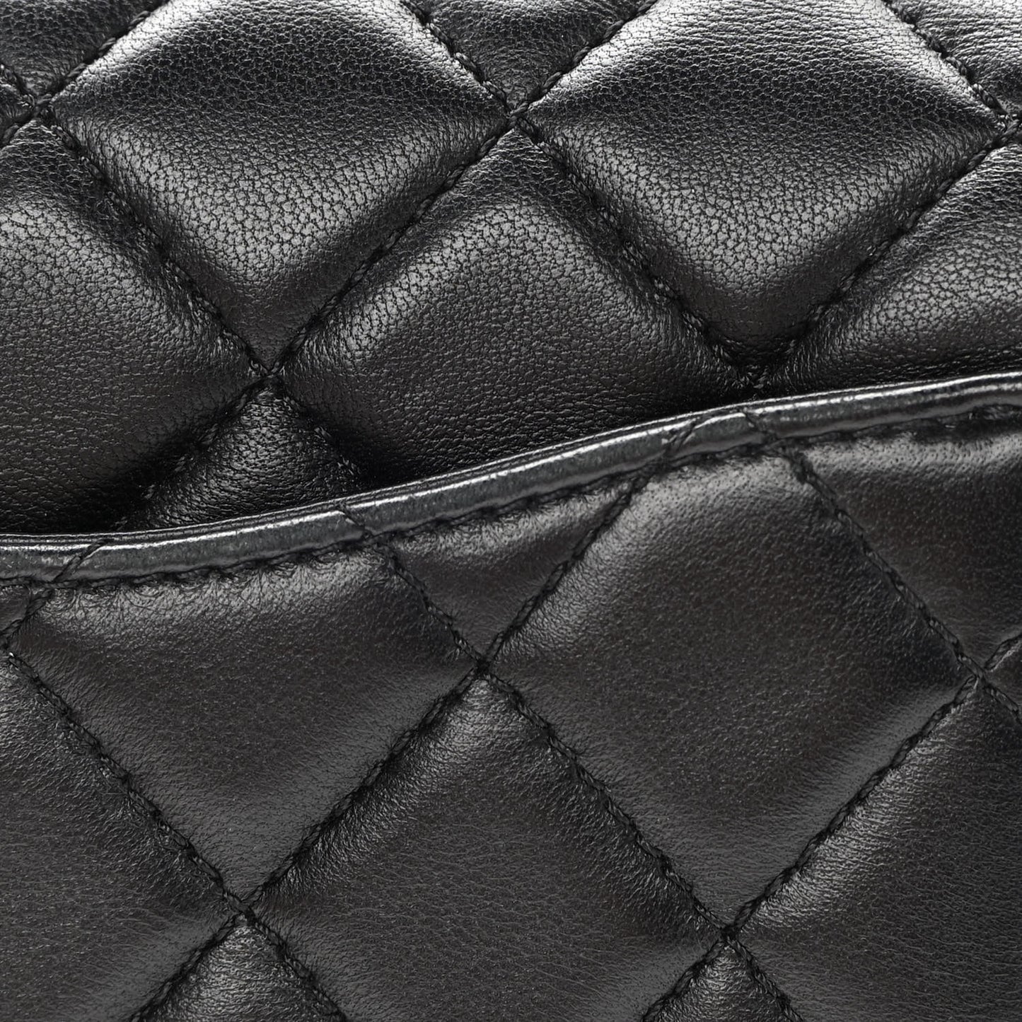 Lambskin Quilted Mini Rectangular Pearl Crush Flap Black