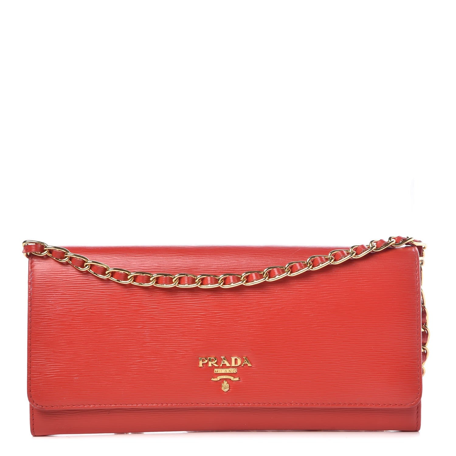 Prada Vitello Move Metal Oro Chain Wallet Lacca 1 of 10