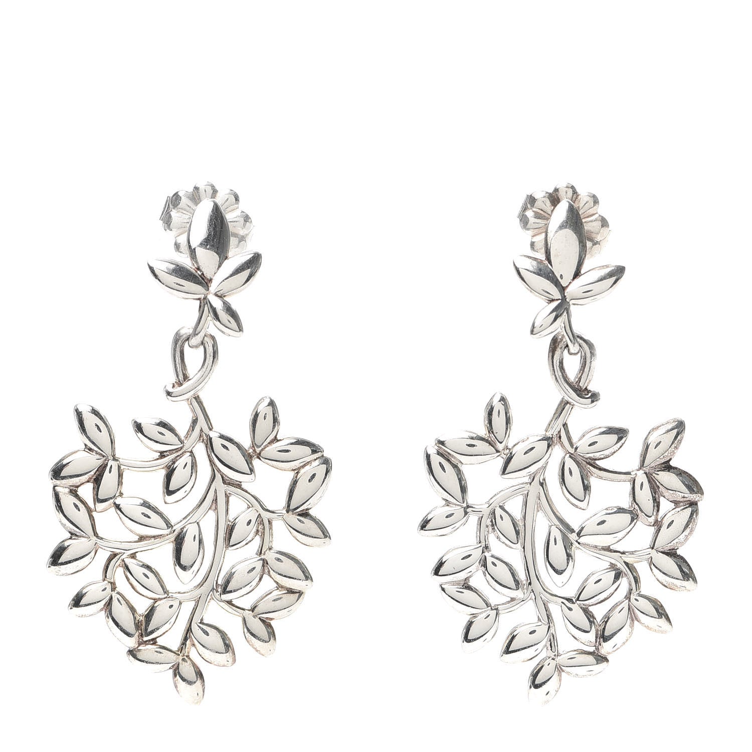 Tiffany Sterling Silver Paloma Picasso Olive Leaf Drop Earrings 1 of 5