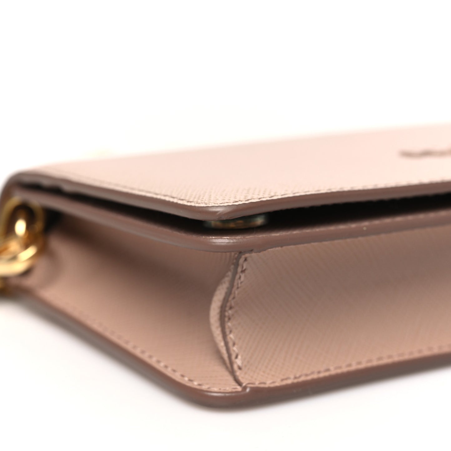 Saffiano Metal Mini Flap Crossbody Wristlet Bag Cammeo