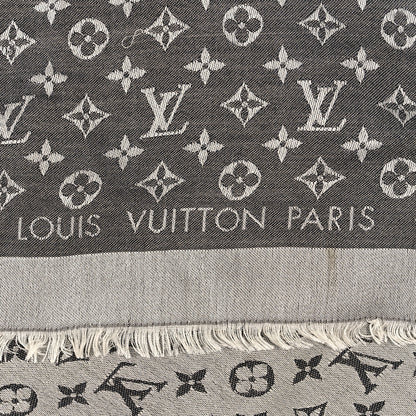 Louis Vuitton Silk Wool Monogram Denim Shawl Black 3 of 4