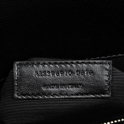Saint Laurent Grain De Poudre Matelasse Chevron Large Monogram Satchel Black 8 of 8