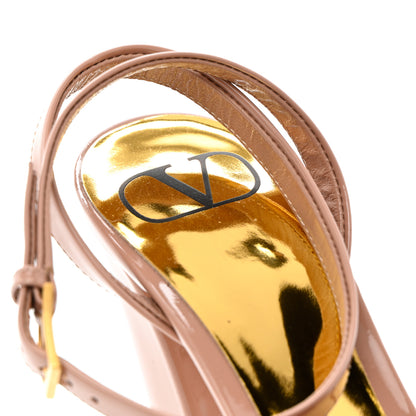 Valentino Garavani Patent One Stud Ankle Strap 30/120mm Platform Pumps 39.5 Rose Cannelle 11 of 12