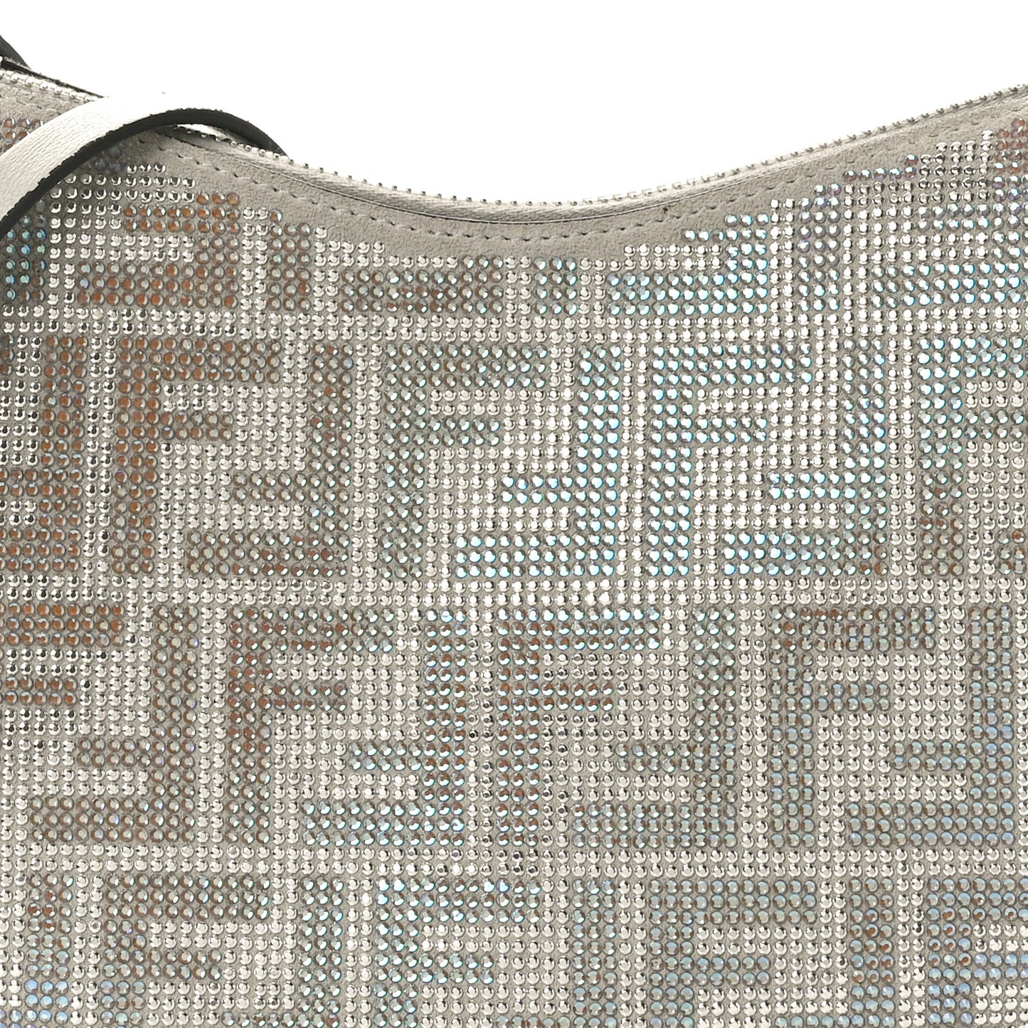 Iridescent Crystal Vitello Laminato Suede FF Mini Fendigraphy Hobo Bag Capuccino