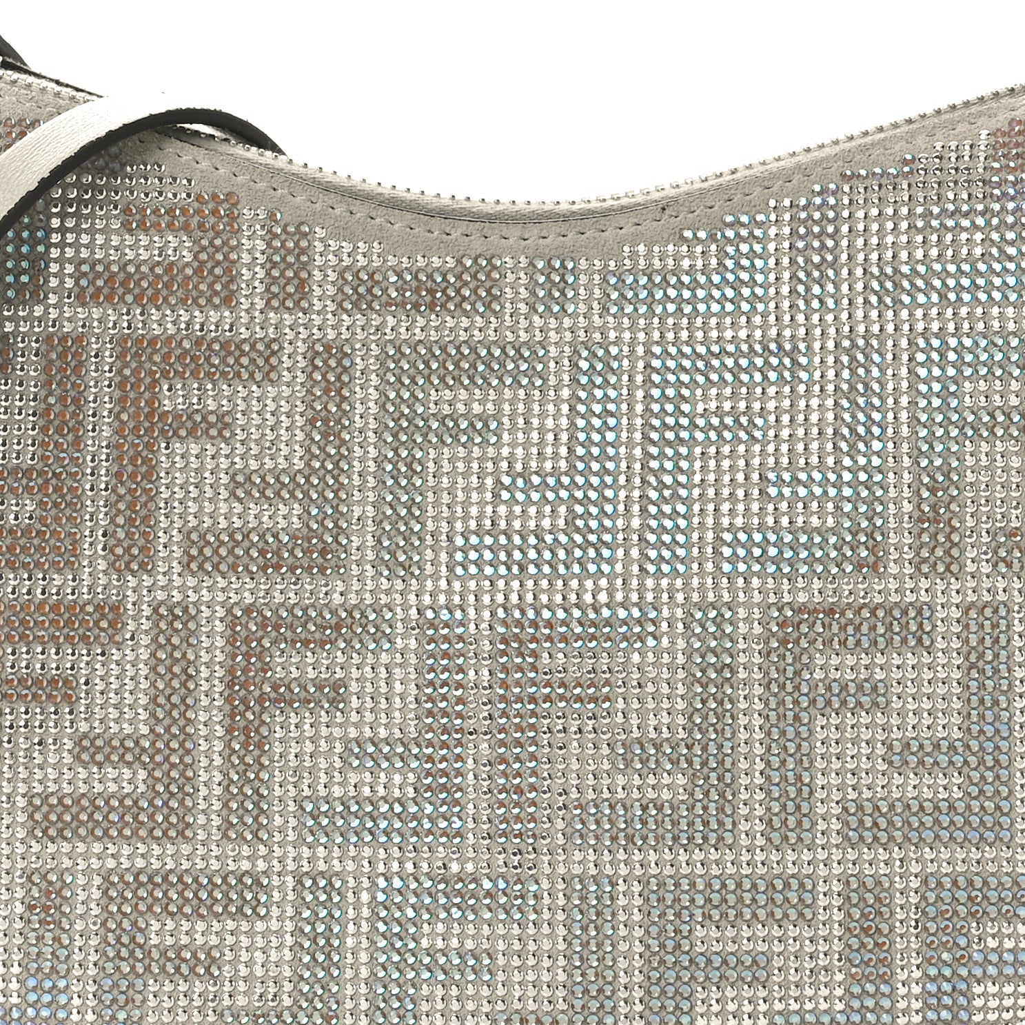 Fendi Iridescent Crystal Vitello Laminato Suede FF Mini Fendigraphy Hobo Bag Capuccino 8 of 12