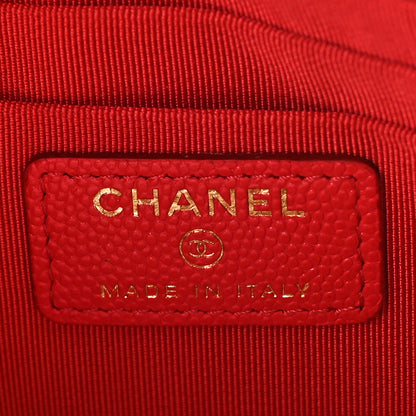 Chanel Shiny Caviar Quilted Cosmetic Case Red 12 of 19