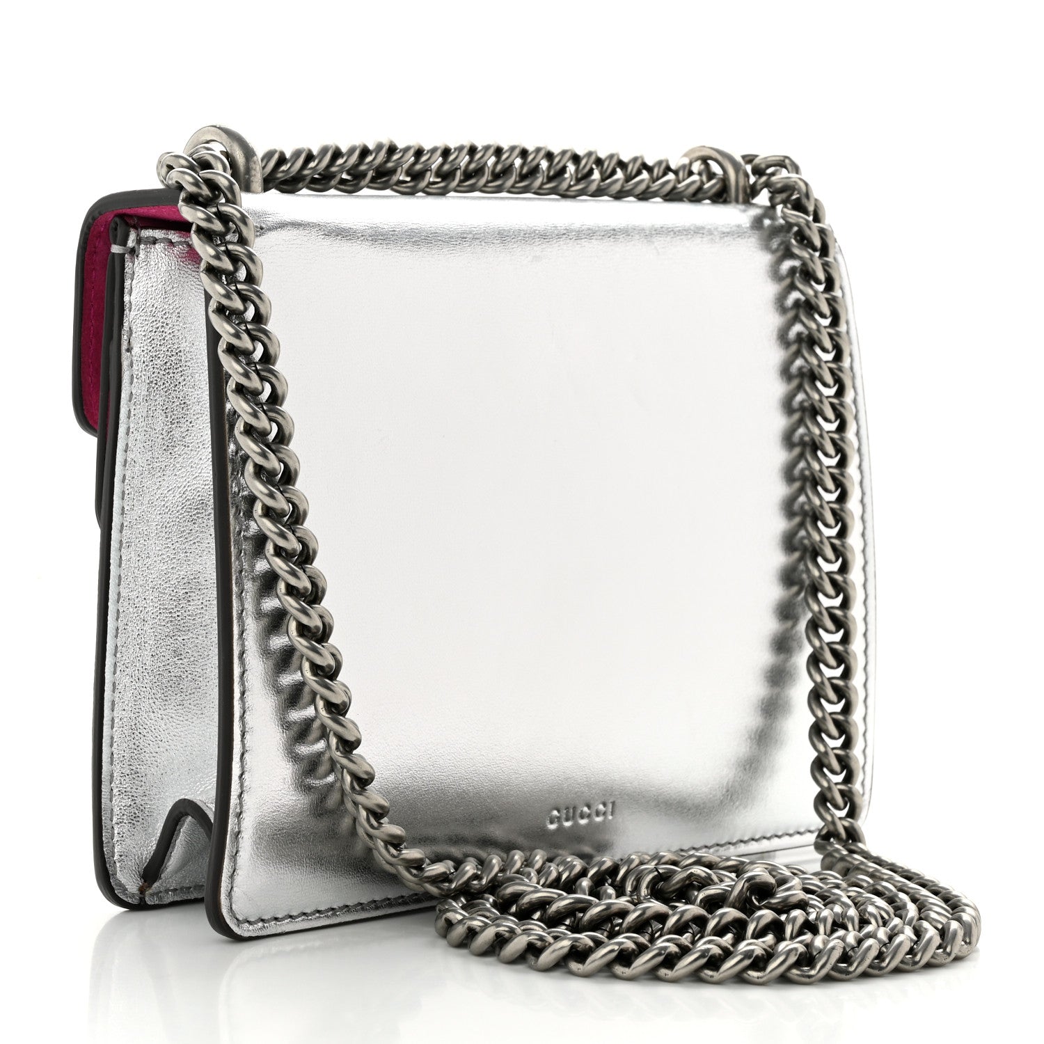 Gucci Metallic Calfskin Crystal Mini Dionysus Shoulder Bag Silver 3 of 13